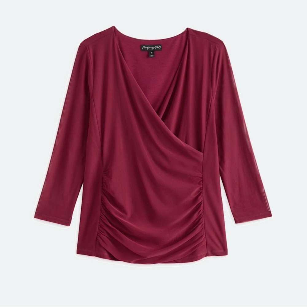 Willow Three Quarter Sleeve Illusion Mesh Knit Top